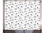 Abakuhaus Amanti Dei Cani Tenda Rustica, Stile Sketch Terrier, Tenda Con Passanti E Ganci Per Camera Da Letto, 280 X 175 Cm, Bianco Nero