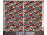 Abakuhaus Tenda Rustica Con Motivo Papaveri, Giardino Floreale Moderno, Tende Universali Per Soggiorno Con Passanti E Ganci, 280 X 175 Cm, Beige Grigio Rosso