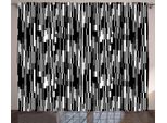 Abakuhaus Bianco E Nero Tenda Rustica, Linee Astratte, Soggiorno Tenda Universale Con Passanti E Ganci, 280 X 175 Cm, Nero Bianco Grigio