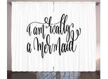 Abakuhaus Ich Bin Mermaid Tenda Rustica, Slogan A Tema Femminile, Tenda Con Passanti E Ganci Per Camera Da Letto, 280 X 175 Cm, Bianco Nero