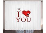 Abakuhaus Ti Amo Tenda Rustica, Pecore E Cuore Rosso, Soggiorno Tenda Universale Con Passanti E Ganci, 280 X 175 Cm, Bianco Rosso