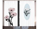 Abakuhaus Tenda Rustica Con Motivi Di Papaveri, Rosette Pastello, Tenda Con Passanti E Ganci Per Camera Da Letto, 280 X 175 Cm, Rosa Secca Azzurro Pallido
