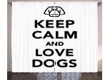 Abakuhaus Mantieni La Calma, Resta Tranquillo Tenda Rustica, Parole Per Gli Amanti Dei Cani, Camera Da Letto Tenda Con Passanti E Ganci, 280 X 175 Cm, Bianco Nero