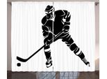 Abakuhaus Hockey Su Ghiaccio Tenda Rustica, Gioco Silhouette Nero, Soggiorno Tenda Universale Con Passanti E Ganci, 280 X 175 Cm, Bianco Nero