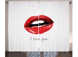 Abakuhaus Ti Amo Tenda Rustica, Labbra Femminili Seducenti, Tenda Universale Per Soggiorno Con Passanti E Ganci, 280 X 175 Cm, Nero Bianco Rosso