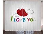 Abakuhaus Ti Amo Tenda Rustica, Lettere Nuvole Cuore, Soggiorno Nastro Universale Tende Con Passanti E Ganci, 280 X 175 Cm, Verde Lime Magenta