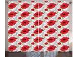 Abakuhaus Tenda Rustica Con Motivi Floreali, Bouquet Di Fiori Primaverili, Tenda Con Passanti E Ganci Per Camera Da Letto, 280 X 175 Cm, Rosso Cinabro, Nero, Verde