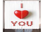 Abakuhaus Ti Amo Tenda Rustica, Lettere 3D A Forma Di Cuore, Tende Universali Per Soggiorno Con Passanti E Ganci, 280 X 175 Cm, Bianco Rosso