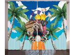 Abakuhaus Tenda Rustica Dog-Treiber, Isola Tropicale Per Cuccioli, Tenda Con Nastro Arricciato Per Camera Da Letto Con Passanti E Ganci, 280 X 175 Cm, Multicolore