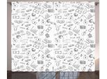 Abakuhaus Tenda Rustica, Monocromatica Dollar Doodle, Tenda Con Passanti E Ganci Per Camera Da Letto, 280 X 175 Cm, Bianco Nero