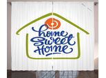 Abakuhaus Casa Dolce Casa, Felicità Assoluta Tenda Rustica, Doodle Haus, Soggiorno Tenda Universale Con Passanti E Ganci, 280 X 175 Cm, Verde Oliva Blu Navy