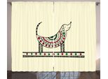 Abakuhaus Tenda Rustica Con Bassotto, Disegno Di Cane, Camera Da Letto Tenda Con Passanti E Ganci, 280 X 175 Cm, Beige, Rosso, Verde Felce