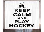 Abakuhaus Hockey Su Ghiaccio Tenda Rustica, Mantieni La Calma E Gioca Parole, Soggiorno Tenda Universale Con Passanti E Ganci, 280 X 175 Cm, Bianco Nero