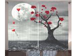 Abakuhaus Tenda Rustica, Romantica Notte Di Luna Piena, Tenda Con Passanti E Ganci Per Camera Da Letto, 280 X 175 Cm, Grigio Vermiglio E Bianco
