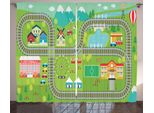 Abakuhaus Nursery Attività Tenda Rustica, Binari, Soggiorno Nastro Universale Tende Con Passanti E Ganci, 280 X 175 Cm, Multicolore