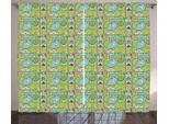 Abakuhaus Pista Per Macchinine Tenda Rustica, Cartoon City, Camera Da Letto Tenda Con Passanti E Ganci, 280 X 175 Cm, Multicolore
