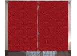Abakuhaus Tenda Rustica Astratta, Motivo A Griglia, Tenda Universale Per Soggiorno Con Passanti E Ganci, 280 X 175 Cm, Nero Rosso