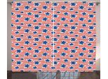 Abakuhaus 4 Luglio Tenda Rustica, Modello American Glory, Tenda Universale Per Soggiorno Con Passanti E Ganci, 280 X 175 Cm, Blu Cobalto Rosso Cinabro