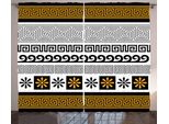 Abakuhaus Tenda Rustica Greek Key, Tema Storico Greco, Tenda Con Passanti E Ganci Per Camera Da Letto, 280 X 175 Cm, Marigold Nero Bianco