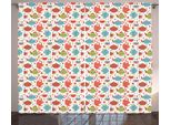 Abakuhaus Tea Party Tenda Rustica, Pentole, Tazze E Cucchiai, Camera Da Letto Tenda Con Passanti E Ganci, 280 X 175 Cm, Multicolore