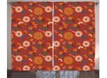 Abakuhaus Tenda Rustica Vintage, Silhouette Floreali, Tende Universali Per Soggiorno Con Passanti E Ganci, 280 X 175 Cm, Multicolore