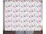 Abakuhaus Pirates Tenda Rustica, Tema Marinaro Disegnato A Mano, Tende Universali Per Soggiorno Con Passanti E Ganci, 280 X 175 Cm, Blu Navy, Rosso Scarlatto, Bianco