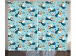 Abakuhaus Tenda Rustica Con Angeli, Ragazza Alata Con Tromba, Tenda Con Passanti E Ganci Per Camera Da Letto, 280 X 175 Cm, Azzurro Pallido E Arancione