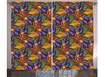 Abakuhaus Tenda Rustica Con Fiori, Tropicana Vibes Botanik, Tenda Con Passanti E Ganci Per Camera Da Letto, 280 X 175 Cm, Marigold Violet Viola