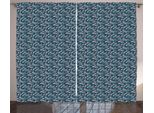 Abakuhaus Tenda Rustica Astratta, Linee Ricciolute, Tenda Con Passanti E Ganci Per Camera Da Letto, 280 X 175 Cm, Verde Acqua Viola Bianco