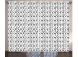 Abakuhaus Tenda Romantica Rustica, Fiori-Foglie-Cuori, Soggiorno, Nastro Universale, Tende Con Passanti E Ganci, 280 X 175 Cm, Bianco E Nero