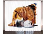 Abakuhaus Tenda Rustica Beagle, Cucciolo Che Dorme, Tenda Con Passanti E Ganci Per Camera Da Letto, 280 X 175 Cm, Cannella Marrone Bianco
