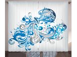 Abakuhaus Segno Zodiacale Acquario Tenda Rustica, Bucket Scroll, Soggiorno Nastro Universale Tende Con Passanti E Ganci, 280 X 175 Cm, Blu Cobalto Grigio Grigio