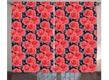 Abakuhaus Fiori Tenda Rustica, Romantici Boccioli Di Fiori, Soggiorno Tenda Universale Con Passanti E Ganci, 280 X 175 Cm, Corallo Scuro Blu Scuro