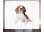 Abakuhaus Tenda Rustica Beagle, Composizione Con Cagnolini, Tenda Con Passanti E Ganci Per Camera Da Letto, 280 X 175 Cm, Cannella, Nero E Bianco
