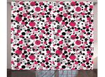 Abakuhaus Rosa E Grigio Tenda Rustica, Pois Retrò, Tenda Con Passanti E Ganci Per Camera Da Letto, 280 X 175 Cm, Nero Grigio Rosa