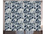 Abakuhaus Tenda Rustica Asiatica, Oriental Eastern Flowers, Tende Universali Per Soggiorno Con Passanti E Ganci, 280 X 175 Cm, Blu Scuro, Grigio E Beige