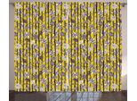Abakuhaus Tenda Tropicale Rustica, Fiori Di Giglio Esotici, Tende Universali Per Soggiorno Con Passanti E Ganci, 280 X 175 Cm, Giallo Nero Grigio Chiaro