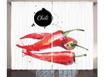 Abakuhaus Tenda Rustica, Chili Hot Spicy, Tenda Con Passanti E Ganci Per Camera Da Letto, 280 X 175 Cm, Verde Felce Rosso Cinabro