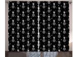 Abakuhaus Tenda Tropicale Rustica, Ananas Monocromatici, Tenda Con Nastro Arricciato Per Camera Da Letto Con Passanti E Ganci, 280 X 175 Cm, Bianco E Nero