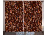 Abakuhaus Tenda Rustica Con Fiori, Foglie Autunnali, Tenda Con Passanti E Ganci Per Camera Da Letto, 280 X 175 Cm, Arancione Marrone Rossiccio