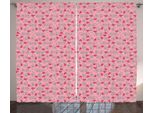 Abakuhaus Tenda Rustica Di San Valentino, Cuori E Volute, Tende Universali Per Soggiorno Con Passanti E Ganci, 280 X 175 Cm, Rosso Scarlatto Pesca Rosso Corallo