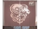 Abakuhaus Zodiaco Ariete Tenda Rustica, Ritratto Di Ariete Stelle, Tenda Con Passanti E Ganci Per Camera Da Letto, 280 X 175 Cm, Terra D'ombra E Pesca Pallida
