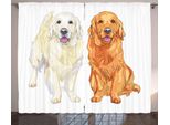Abakuhaus Tenda Rustica Golden Retriever, Smiling Dogs, Tenda Con Passanti E Ganci Per Camera Da Letto, 280 X 175 Cm, Arancione Rosa