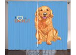 Abakuhaus Tenda Rustica Golden Retriever, Amo Il Mio Cane, Tenda Con Nastro Arricciato Per Camera Da Letto Con Passanti E Ganci, 280 X 175 Cm, Blu E Arancione