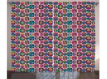 Abakuhaus Tenda Rustica Colorata, Checkered Doodle Eggs, Tende Universali Per Soggiorno Con Passanti E Ganci, 280 X 175 Cm, Multicolore