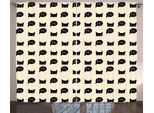 Abakuhaus Gatto Tenda Rustica, Nero Kitties Dice Ciao, Camera Da Letto Tenda Con Passanti E Ganci, 280 X 175 Cm, Nero Avorio Rubino