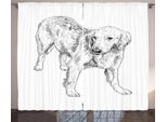 Abakuhaus Golden Retriever Tenda Rustica, Arte Canina Per Bambini, Tenda Con Passanti E Ganci Per Camera Da Letto, 280 X 175 Cm, Bianco E Nero