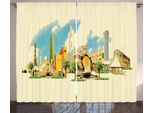 Abakuhaus Tenda Rustica, Doha Acquerello Panorama, Tenda Con Passanti E Ganci Per Camera Da Letto, 280 X 175 Cm, Multicolore