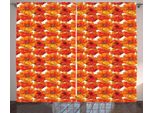 Abakuhaus Tenda Rustica Con Motivi Floreali, Fiori Colorati A Mano, Tenda Con Passanti E Ganci Per Camera Da Letto, 280 X 175 Cm, Arancione E Vermiglio