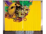 Abakuhaus Tenda Rustica, Disegno Maschera Veneziana, Tende Universali Per Soggiorno Con Passanti E Ganci, 280 X 175 Cm, Giallo Viola Verde